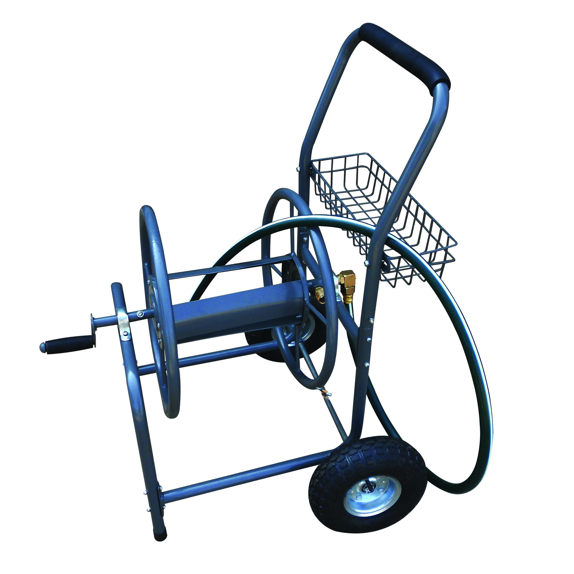 Yard Tuff, Hose Reel Cart, Hose Length Capacity 260 ft, Color Gray, Model# YTF-26058HRC2